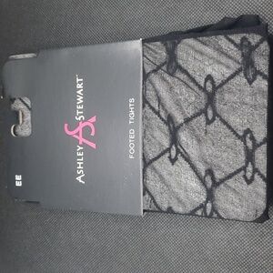 #187 Ashley Stewart NWT black footed tights size EE